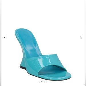 By Far Turquoise Patent Leather Open-Toe Mule Heels. Size 10 / 40 NWOT
